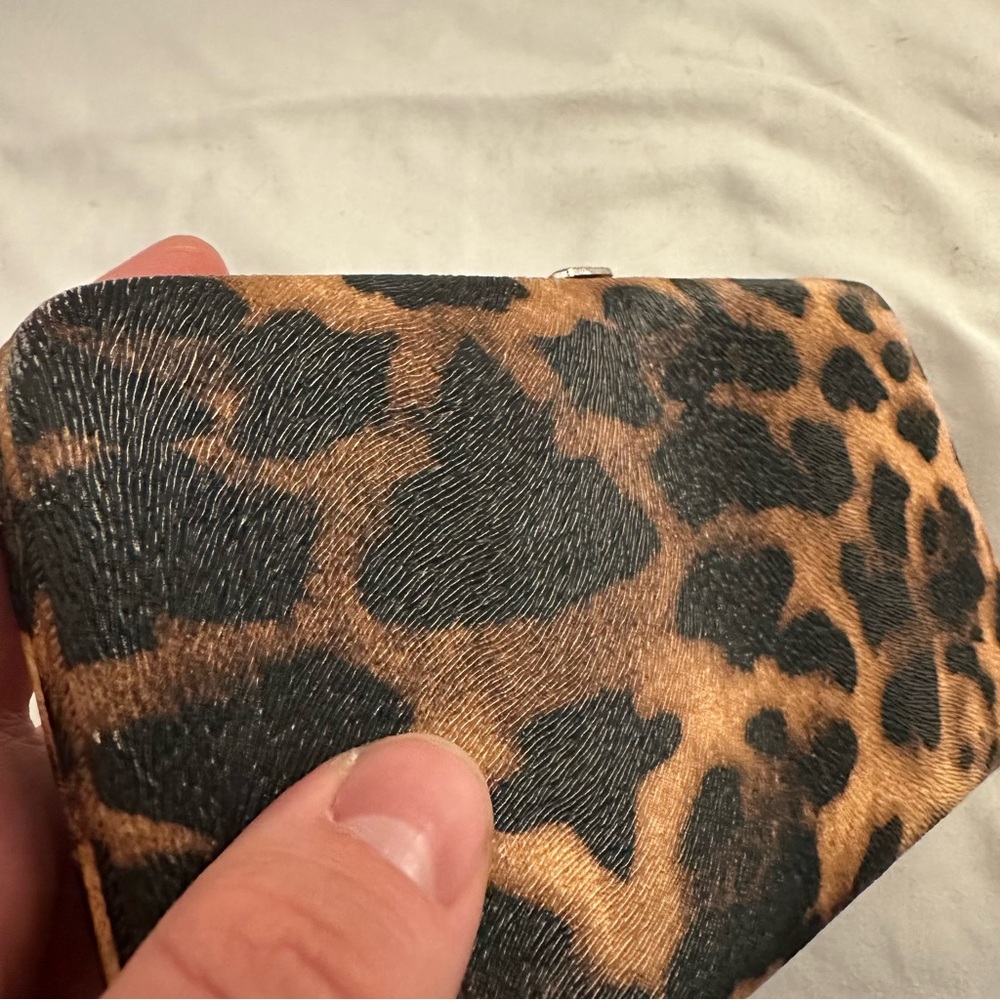 Leopard Print Brown & Black Rectangular Clutch Wallet - Picture 5 of 8
